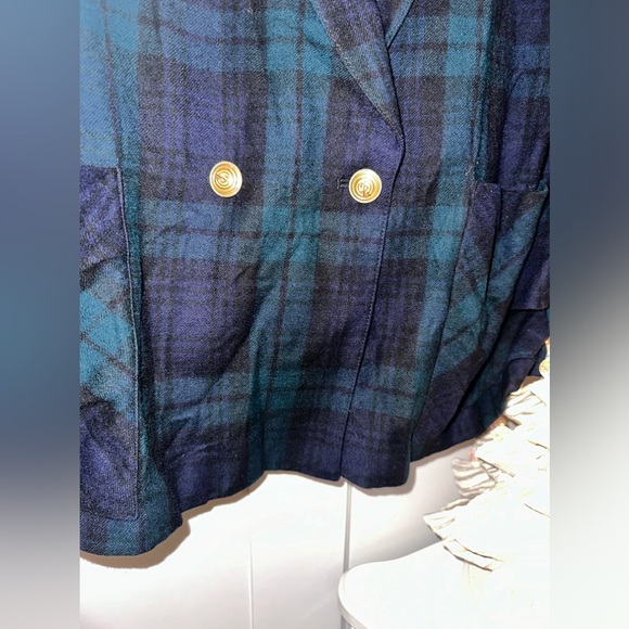 80’s Vintage Giorgio Sant Angelo 100% pure wool plaid blazer jacket - Picture 3 of 7